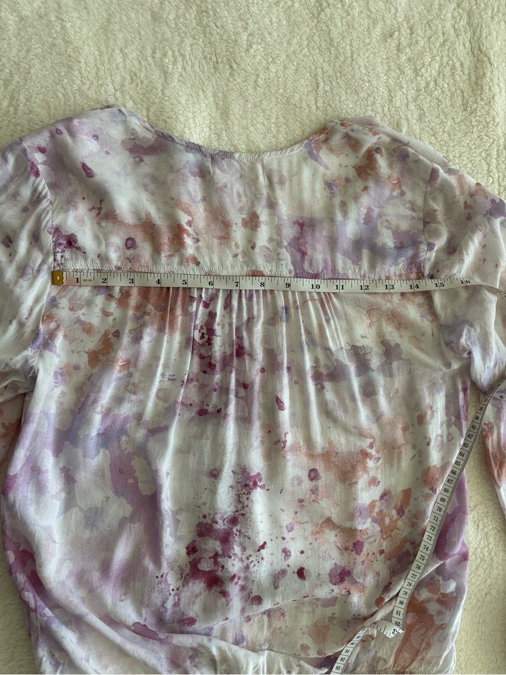 Anthropologie Cloth & Stone Tie-Dye Blouse Purple Pink Boho Size M - Picture 9 of 13